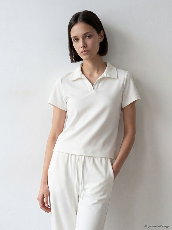 LCW Comfort Polo Yaka Soft Touch Kadın Tişört