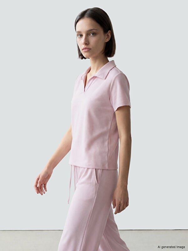 LCW Comfort Polo Yaka Soft Touch Kadın Tişört