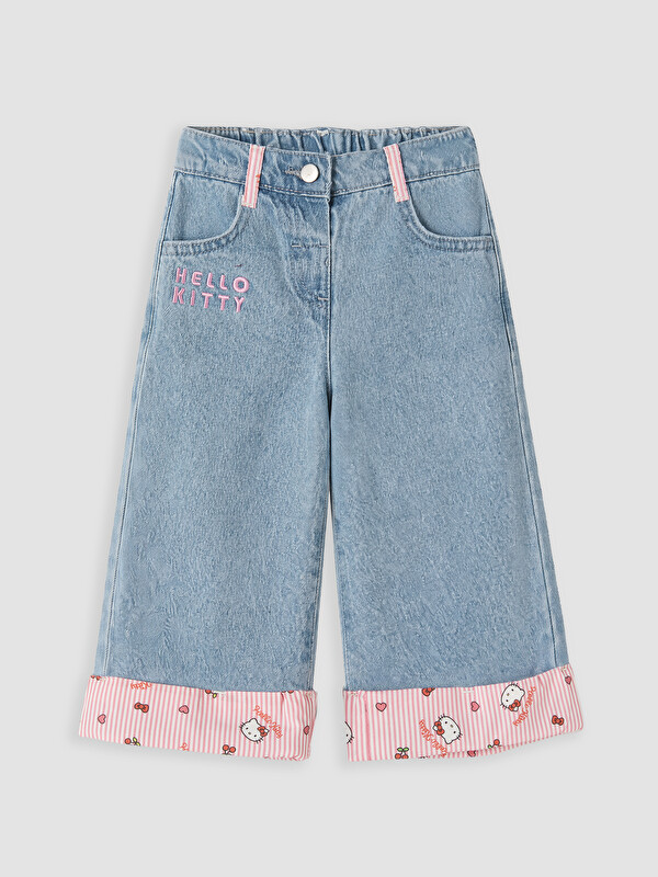 LCW Kids Hello Kitty Baskılı Kız Çocuk Jean Pantolon