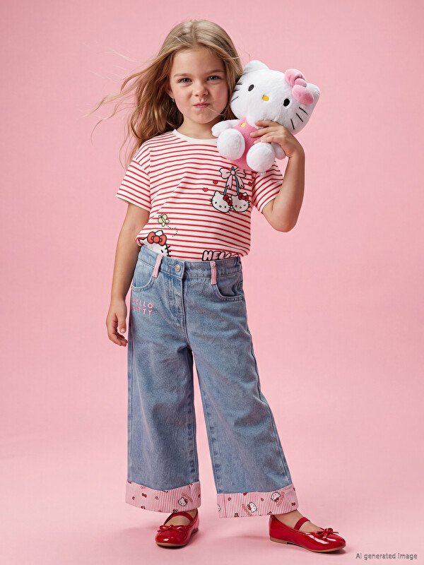 LCW Kids Wideleg Hello Kitty Girls' Jeans