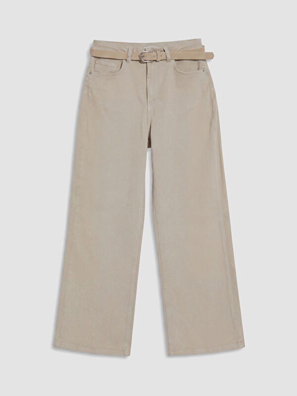 LCWAIKIKI Classic Beli Kemerli Wideleg Kadın Jean Pantolon