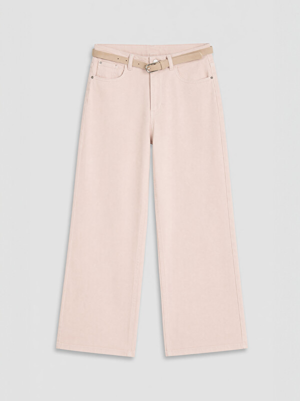 LCWAIKIKI Classic Beli Kemerli Wideleg Kadın Jean Pantolon