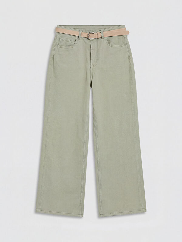 LCWAIKIKI Classic Beli Kemerli Wideleg Kadın Jean Pantolon