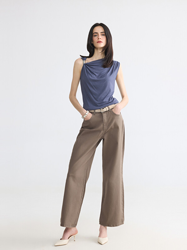 LCWAIKIKI Classic Beli Kemerli Wideleg Kadın Jean Pantolon