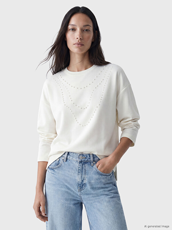 LCW EVERYDAY İnci İşlemeli Soft Touch Kadın Tunik