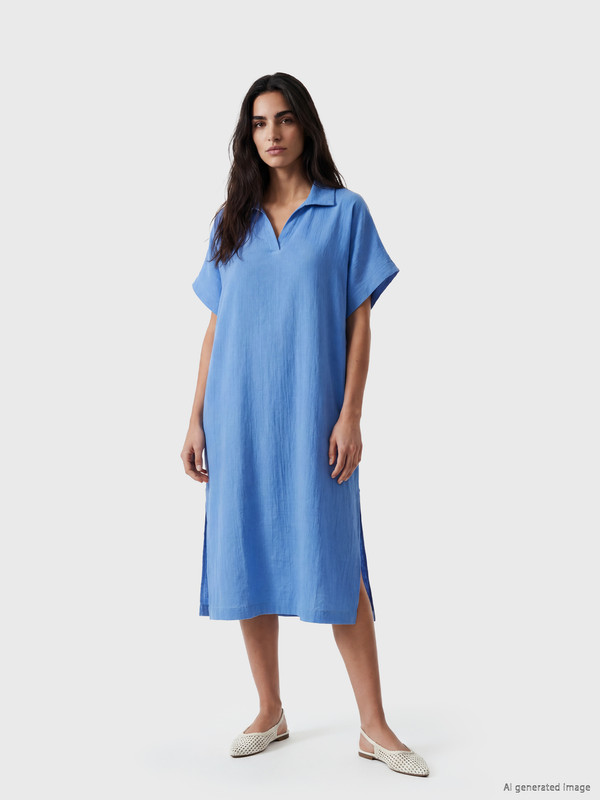 LCW Vision Polo Collar Slit Mini Dress