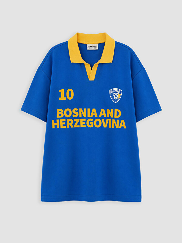 LCW Kids Polo Yaka Bosna Hersek Baskılı Erkek Çocuk Tişört