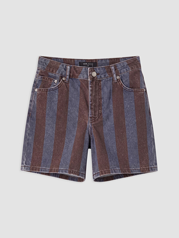 LCW Jeans Yüksek Bel Çizgili Kadın Jean Şort