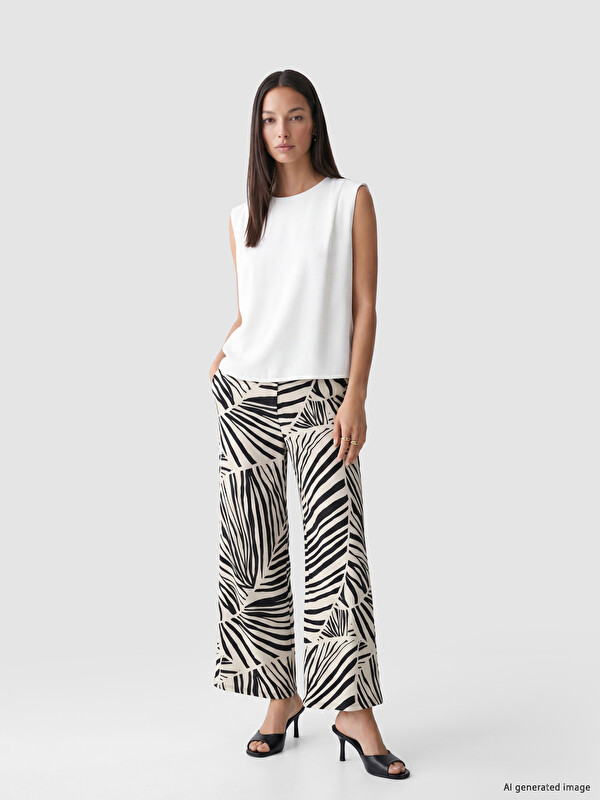 LCW EVERYDAY Beli Lastikli Zebra Desenli Kadın Pantolon