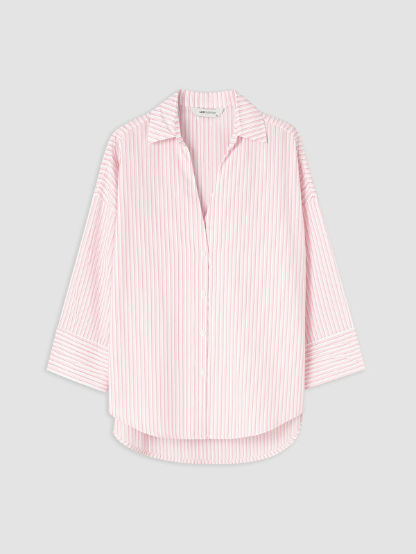 LCW EVERYDAY Çizgili Oversize Poplin Kadın Gömlek