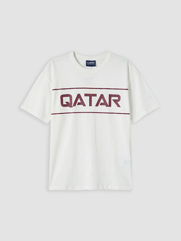 LCW Kids Bisiklet Yaka Qatar Baskılı Erkek Çocuk Tişört