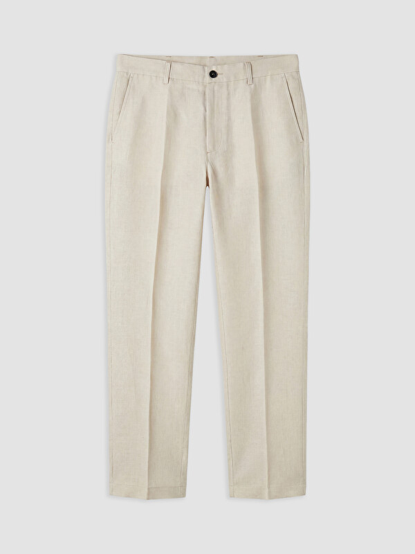 SOUTHBLUE Regular Fit %100 Keten Erkek Pileli Pantolon