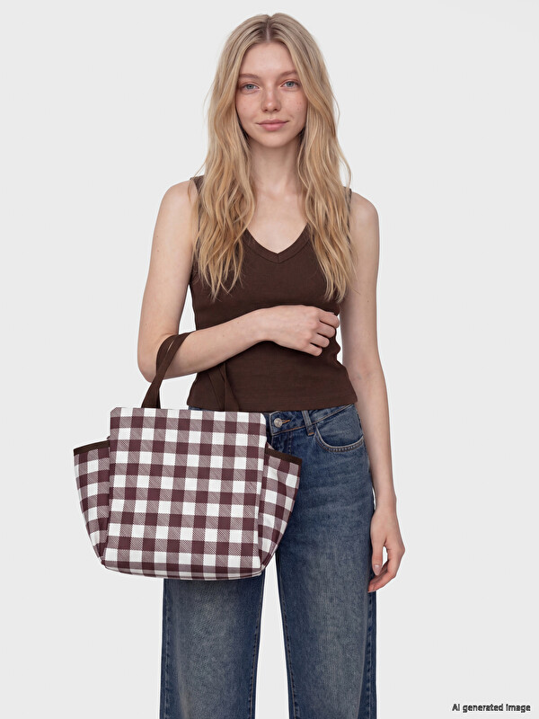 LCW ACCESSORIES Plaid Patterned Women's Thermal Bag