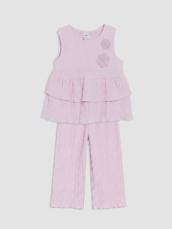 LCW Kids Çiçek Nakışlı Kız Çocuk Takım