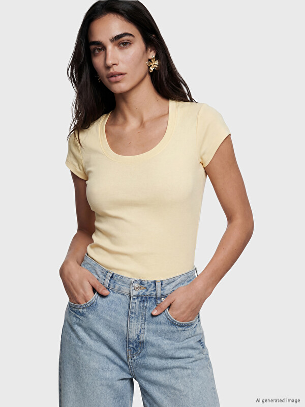 LCW Vision U Neck 100% Cotton Women's T-Shirt