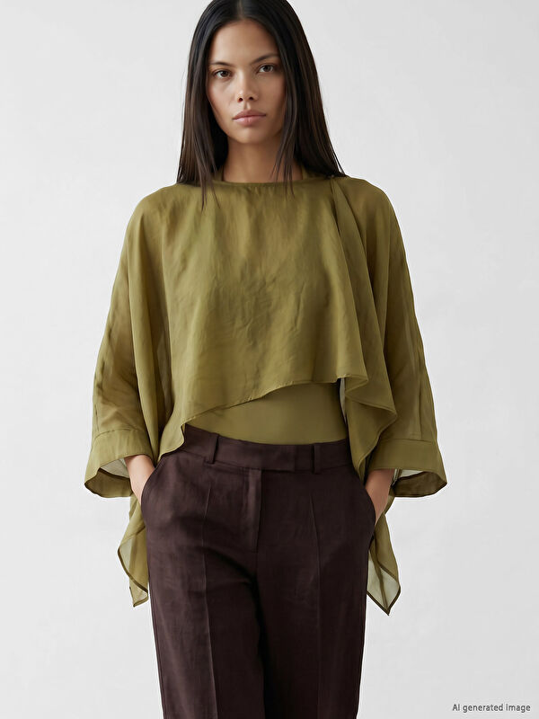 LCW Modest Asimetrik Kesim Fırfırlı Bluz