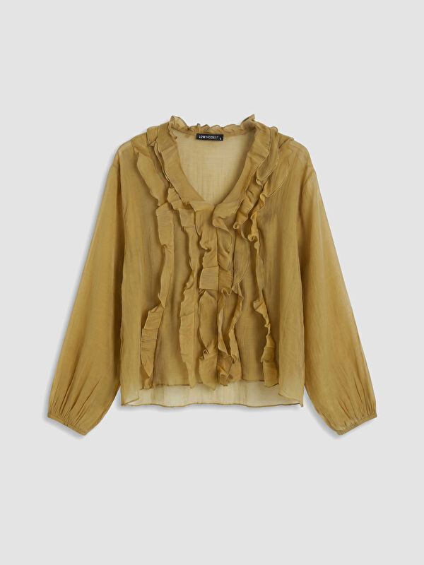 LCW Modest V Yaka Fırfırlı Bluz