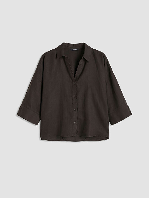 LCW Vision Oversize Kadın Keten Gömlek