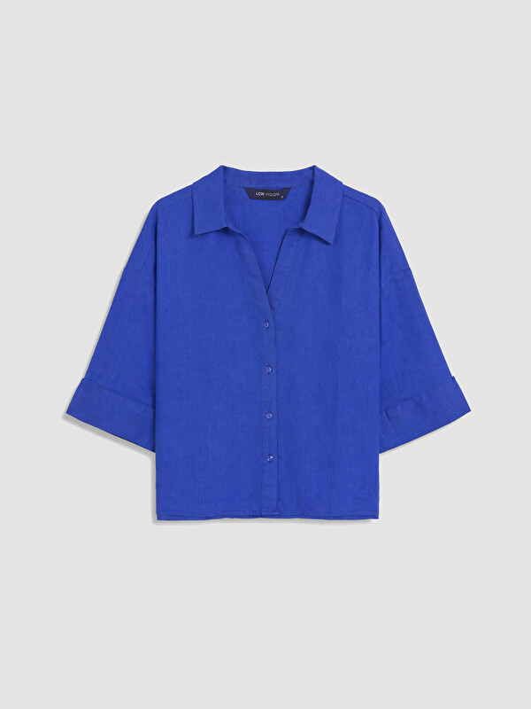 LCW Vision Oversize %100 Keten Kadın Gömlek