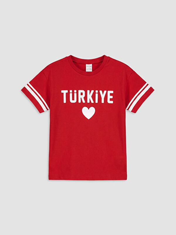 LCW Kids Türkiye Baskılı Kız Çocuk Tişört