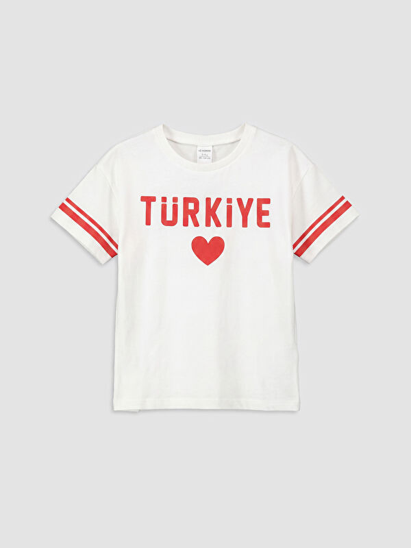 LCW Kids Türkiye Baskılı Kız Çocuk Tişört