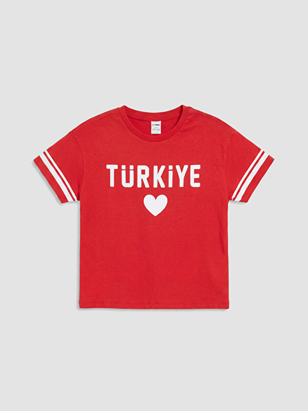 LCW Kids Türkiye Baskılı Kız Çocuk Tişört