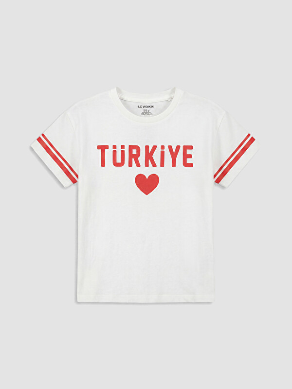 LCW Kids Türkiye Baskılı Kız Çocuk Tişört