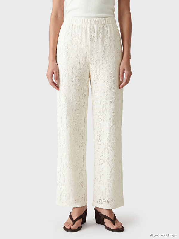 LCW EVERYDAY Beli Lastikli Dantelli Kadın Pantolon