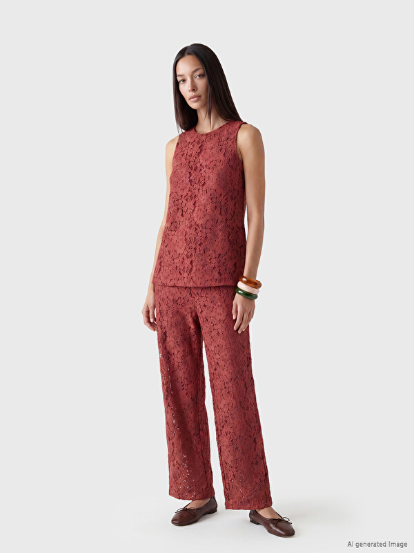 LCW EVERYDAY Beli Lastikli Dantelli Kadın Pantolon