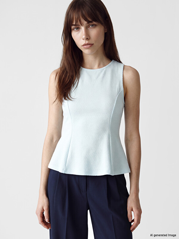 LCW Vision Bisiklet Yaka Peplum Bluz