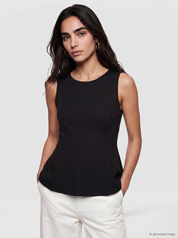 LCW Vision Crew Neck Peplum Blouse