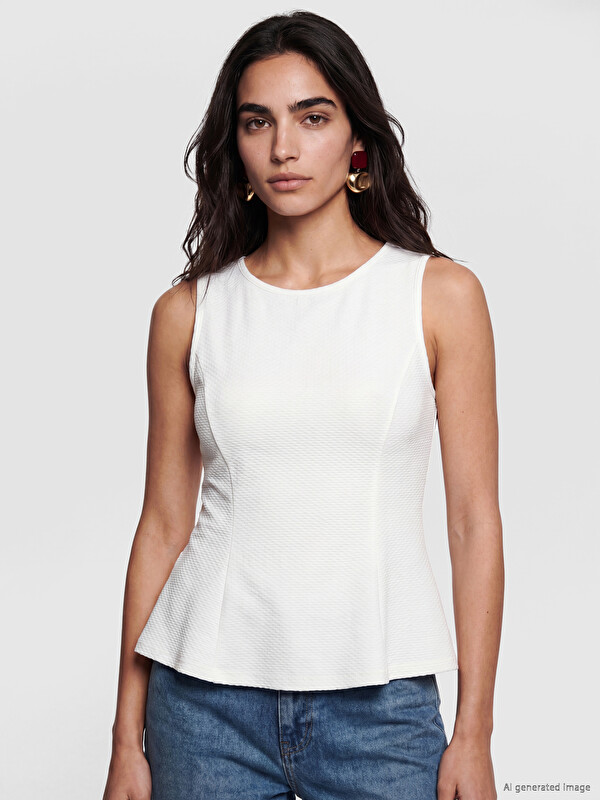 LCW Vision Bisiklet Yaka Peplum Bluz