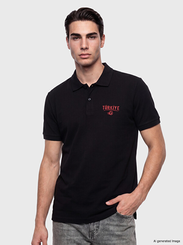 LCWAIKIKI Classic Polo Collar Turkey Printed Men's T-Shirt