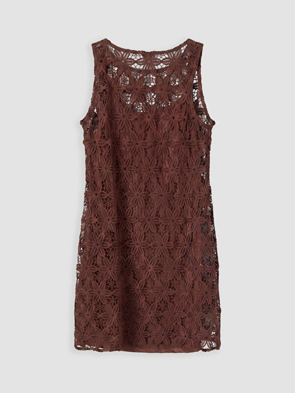 LCWAIKIKI Classic Bisiklet Yaka Kroşe Mini Elbise