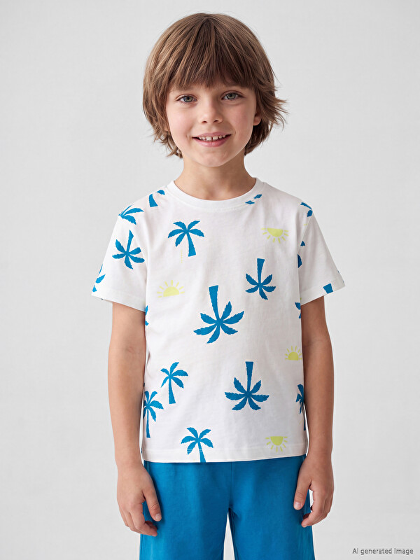 LCW Kids Crew Neck Boys' Short Pyjama Set