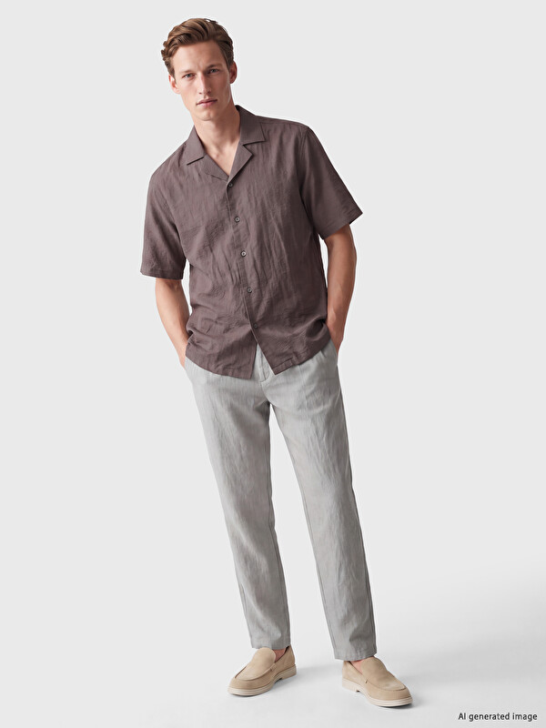 SOUTHBLUE Loose Fit Keten Karışımlı Erkek Gömlek