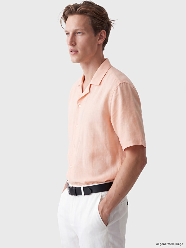 SOUTHBLUE Loose Fit Keten Karışımlı Erkek Gömlek