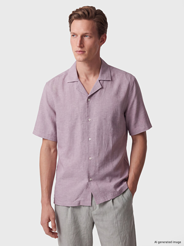 SOUTHBLUE Loose Fit Keten Karışımlı Erkek Gömlek