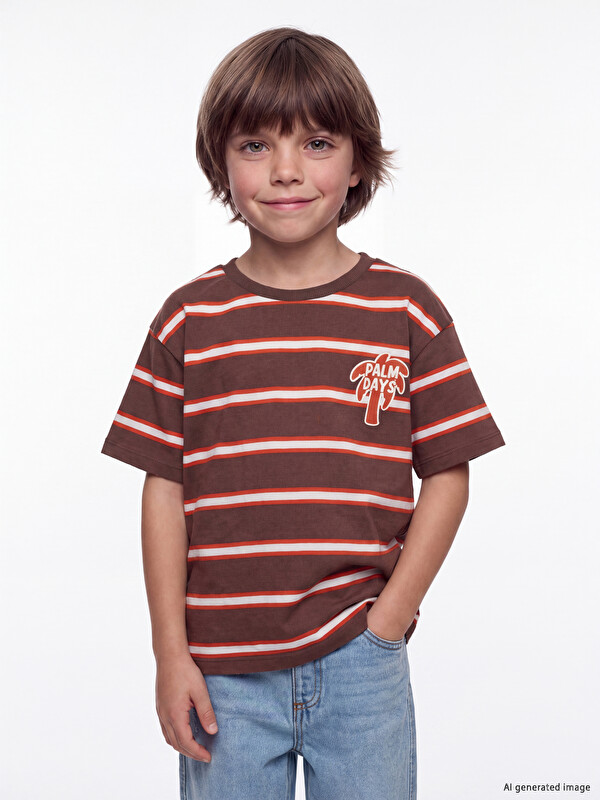 LCW baby Crew Neck Striped Boys' T-Shirt