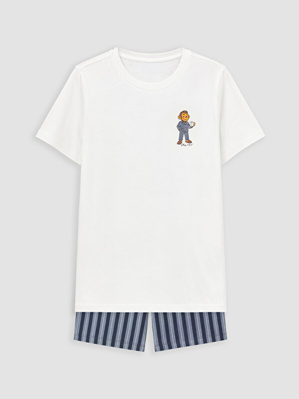 LCW Kids Bisiklet Yaka Erkek Çocuk Şortlu Pijama Takımı