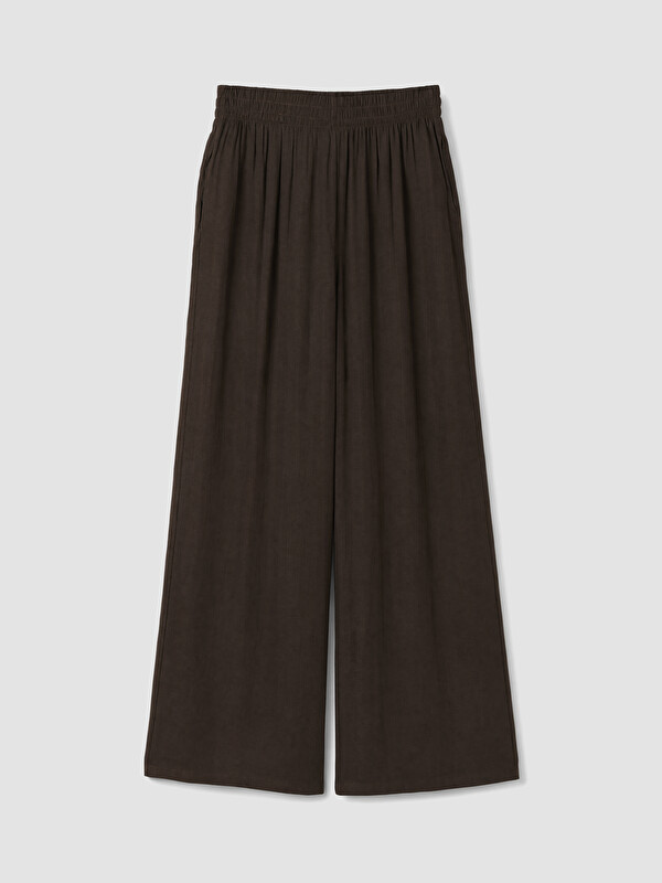 LCW Modest Beli Lastikli Geniş Paça Kadın Pantolon