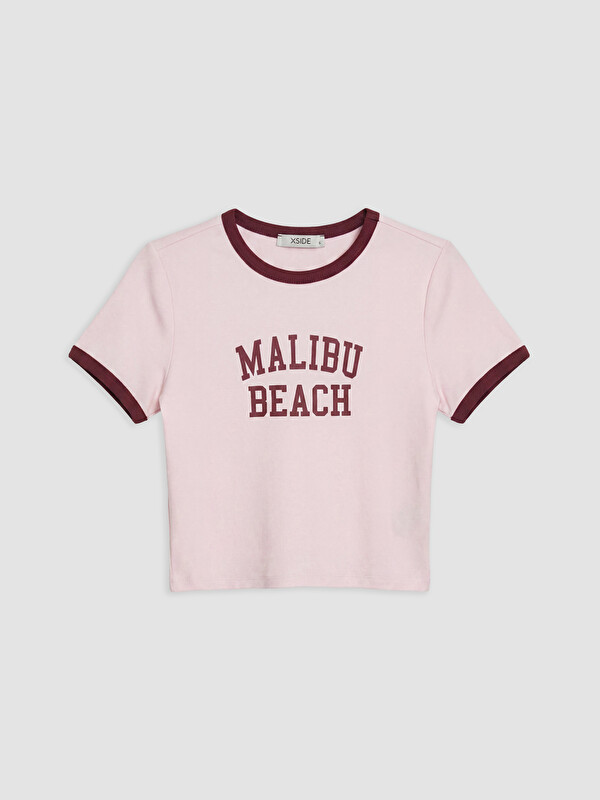 XSIDE Bisiklet Yaka Malibu Baskılı Kadın Tişört