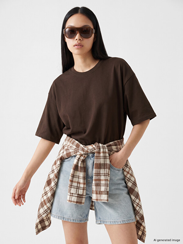 XSIDE Oversize %100 Pamuklu Kadın Tişört