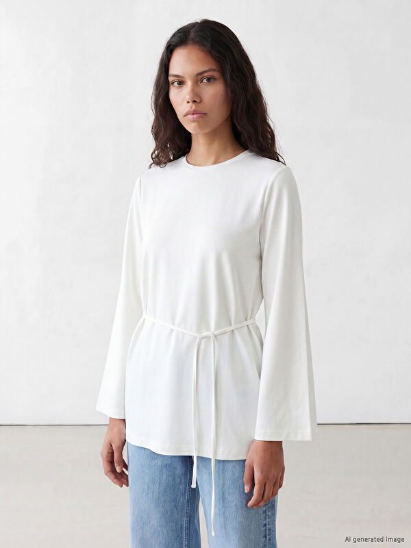 LCW Modest Kuşaklı Kadın Sweatshirt Tunik