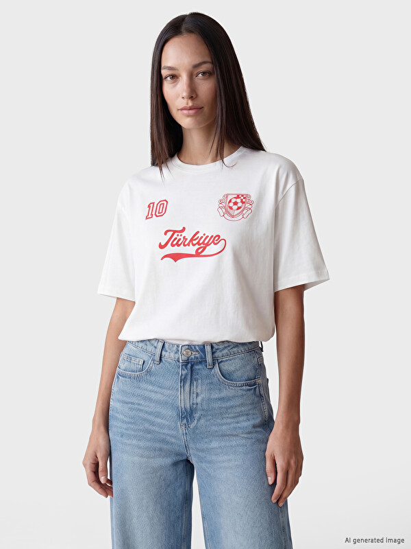 LC WAIKIKI Türkiye Baskılı Oversize Kadın Tişört