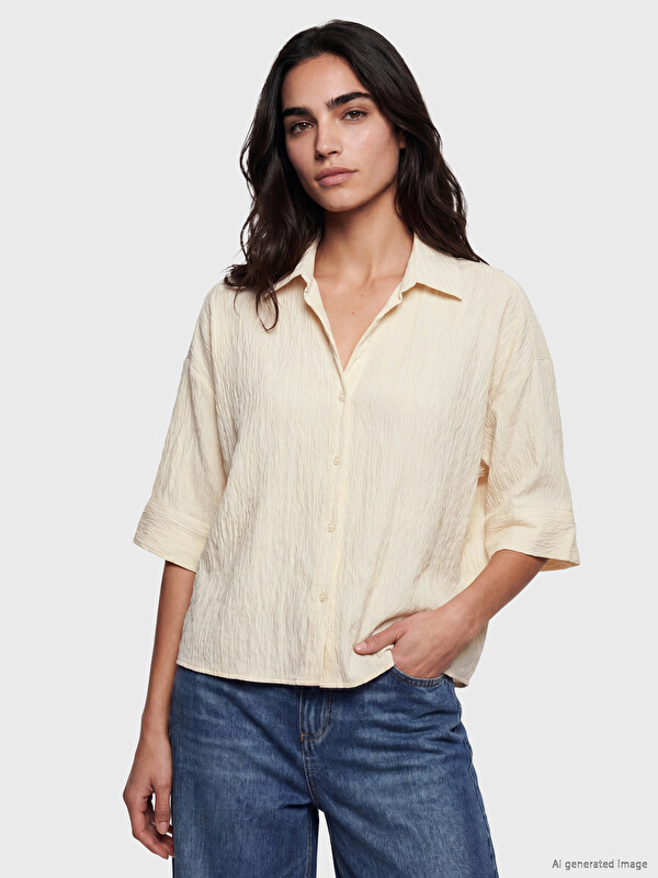 LCW Vision Dokulu Oversize Kadın Gömlek