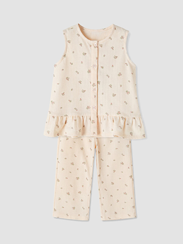 LCW baby Çiçekli Kız Bebek Pijama Takımı