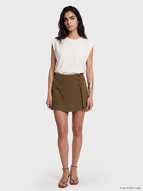 LCW Vision Mini jupe-short trapèze à taille haute zippée