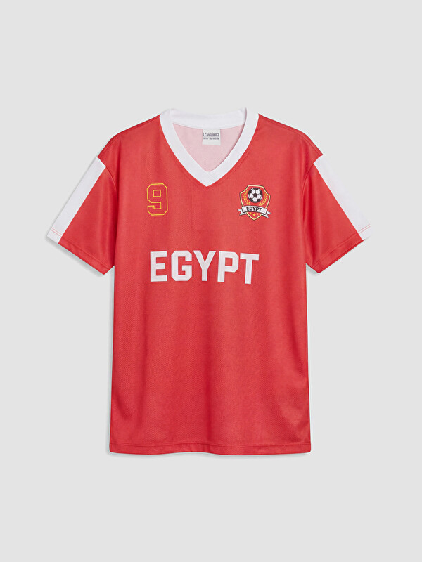 LCW Kids V Yaka Egypt Baskılı Kız Çocuk Tişört