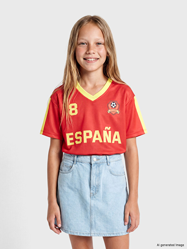 LCW Kids İspanya Baskılı Kız Çocuk Tişört